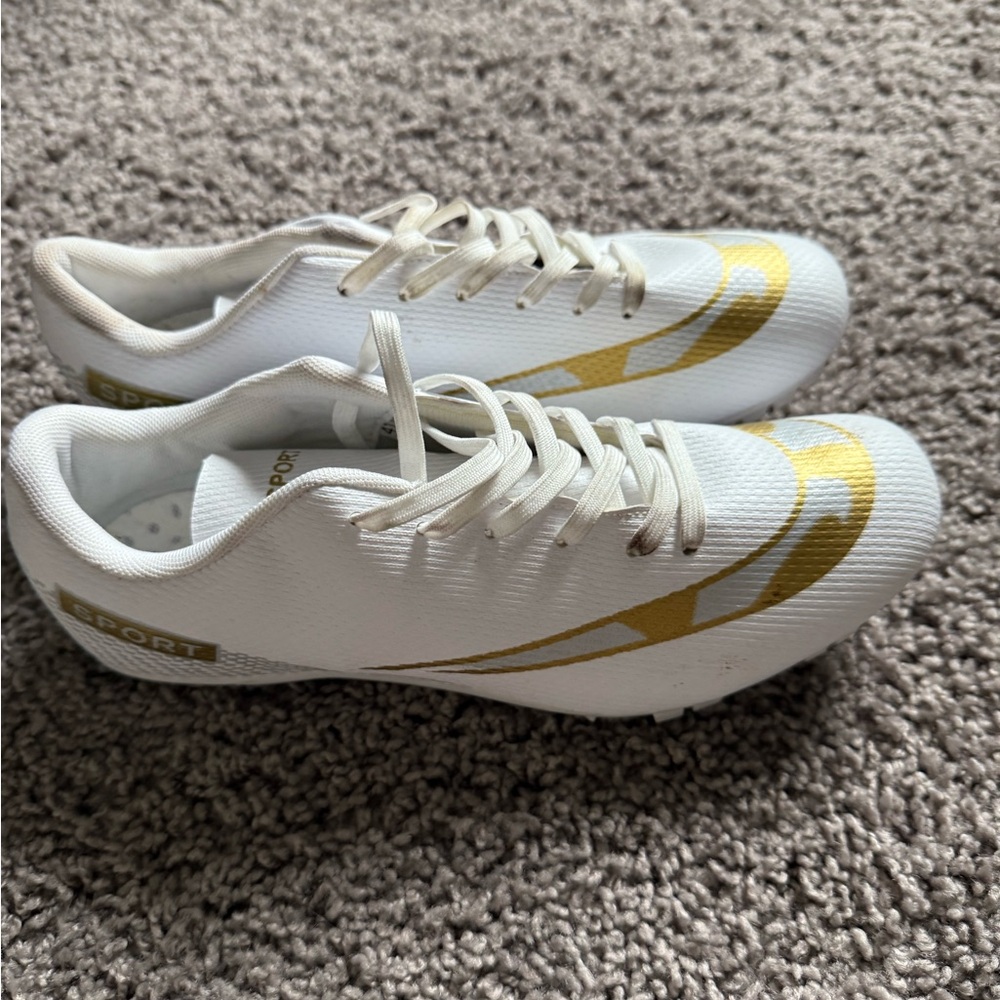 Kids White and Gold Sneakers